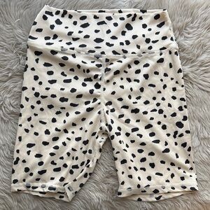 White and Black Dalmatian Print Bike Shorts